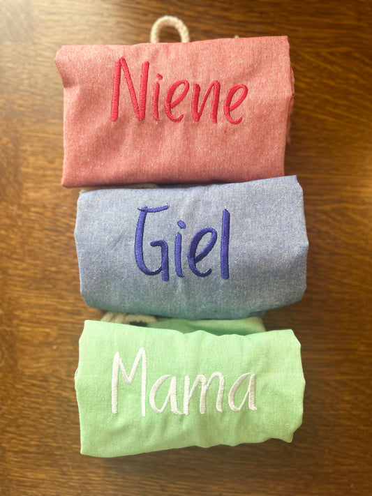 Turnzak met naam | 3 kleuren
